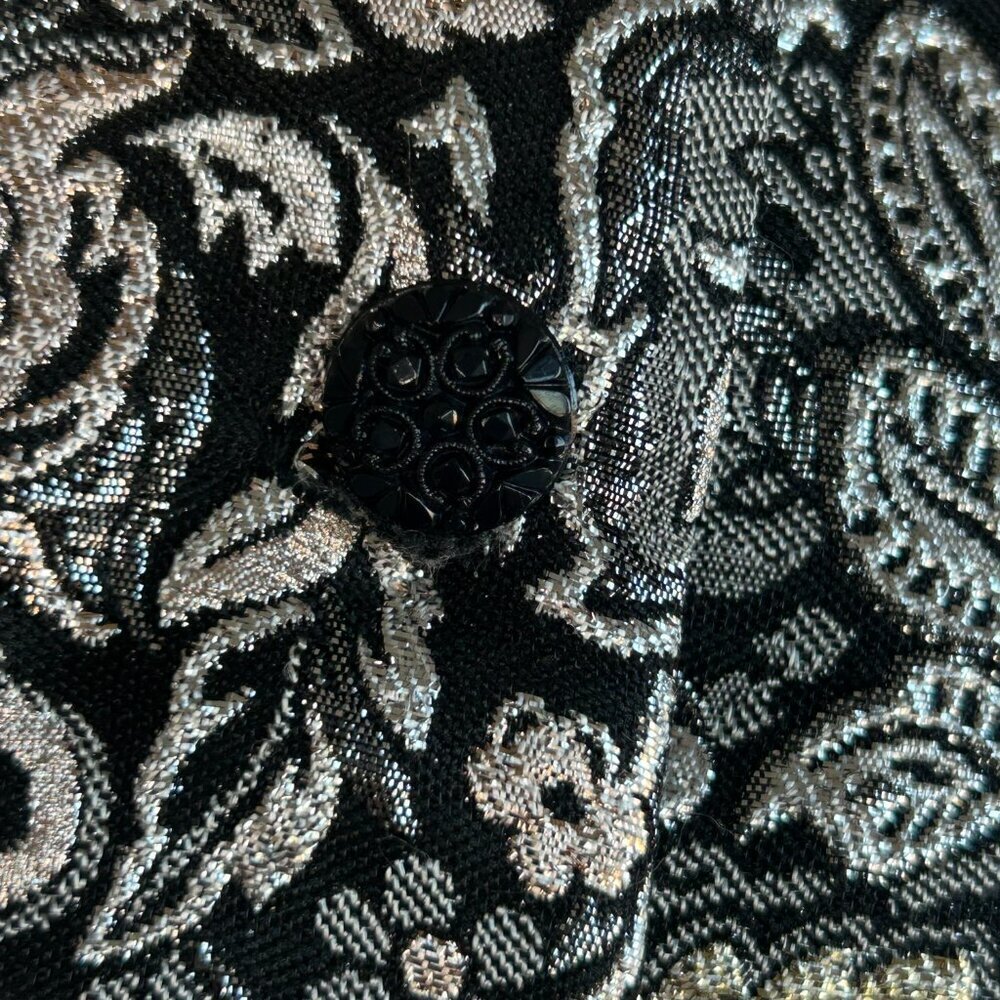 Scott McClintock Vintage 80s Metallic Silver Black Formal Blazer Size 6 - Picture 5 of 9
